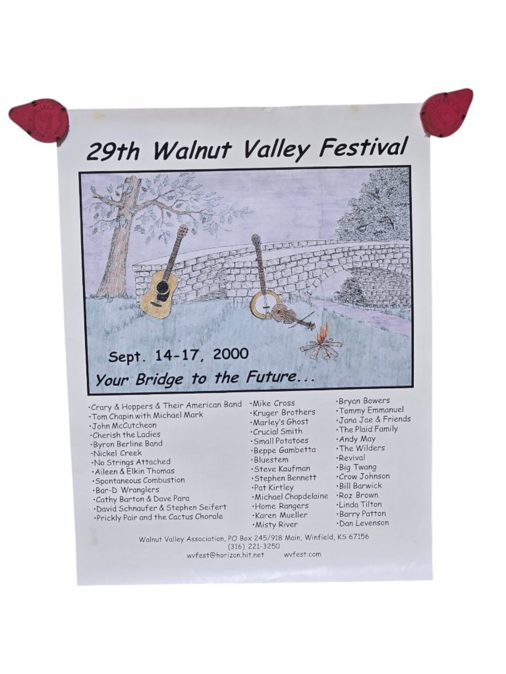 Bluegrass Music Festival 2000 Vintage 29th Walnut Valley Poster Winfield KS